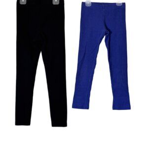 Girls' Black and Purple Set of 2 Leggings Size 6-6x; 6-7